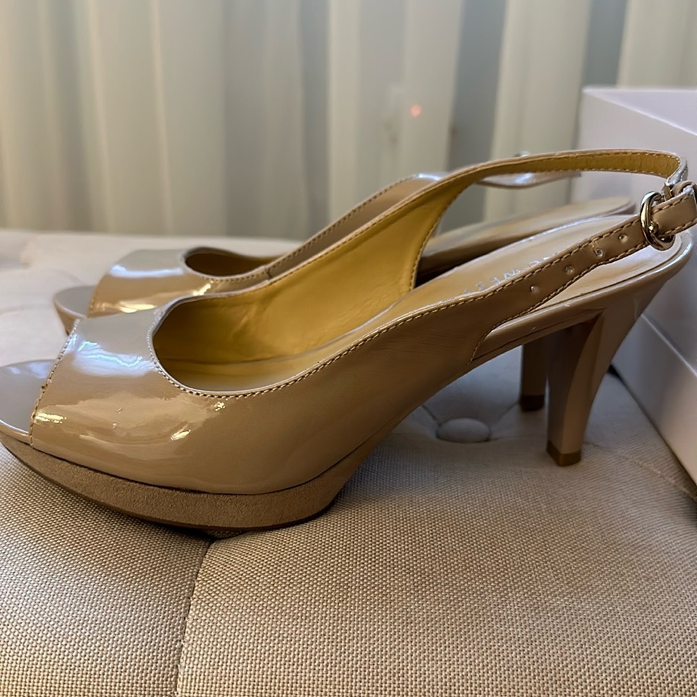Nine W. taupe color slingback, 3 inch heel size 5 1/2